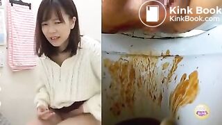 Japanese girl diarrhea on toilet