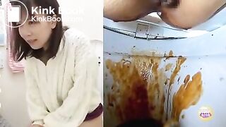 Japanese girl diarrhea on toilet