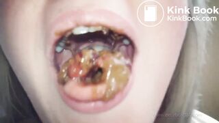 Girl eats master's scat with cherry