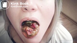 Girl eats master's scat with cherry