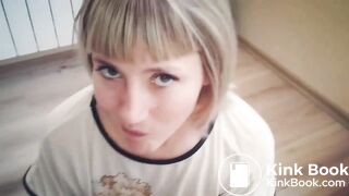 Girl eats master's scat with cherry