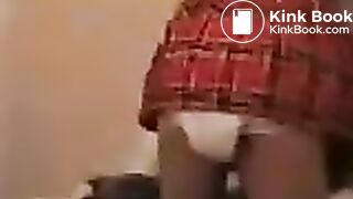 Girl Pooping in Disposable Diaper