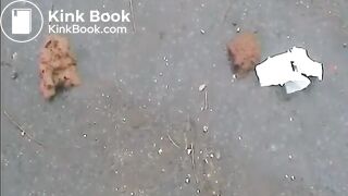 2 Girls pooping on a public road