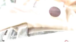 Asian girl pooping in a park