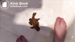 Girl shit and piss in the shower and put her feet on it