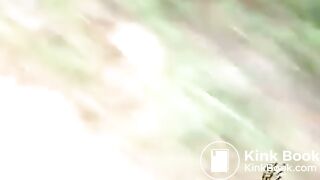 Japanese sports girl feeding poop for flies