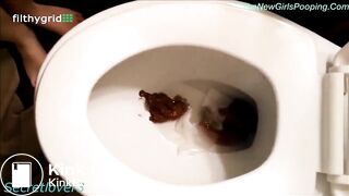 sexy girl is pooping on toilet