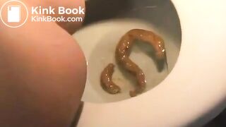 Three girls pooping in the toilet