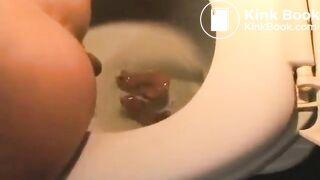 Three girls pooping in the toilet