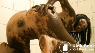Gorgeous woman covers her body in shit