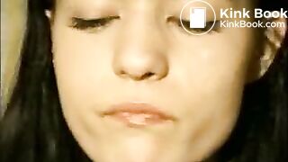 Vintage girl eats scat