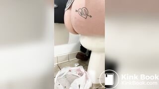 Sexy ass shitting into plastic bag