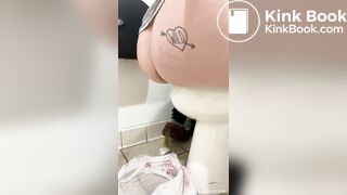 Sexy ass shitting into plastic bag
