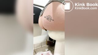 Sexy ass shitting into plastic bag