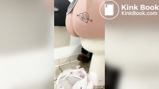 Sexy ass shitting into plastic bag