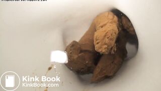 pooping in the bowl close up