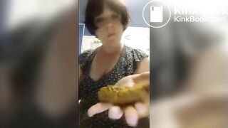 Chubby girl sucks on turd