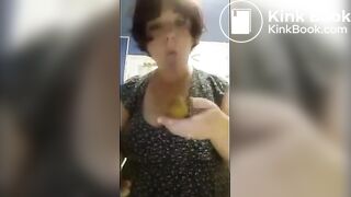 Chubby girl sucks on turd