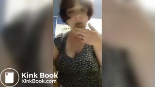 Chubby girl sucks on turd