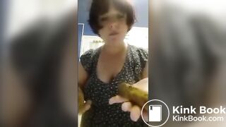 Chubby girl sucks on turd