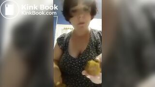 Chubby girl sucks on turd