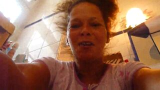 german mistress fart and plops in the toilet