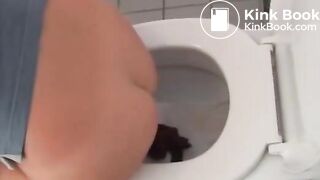 Attractive blonde pooping on the toilet in two scenes