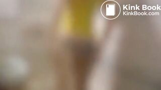 Blonde hottie poops and pees her panties