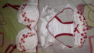 A NEW AND CLEAN JAPAN WHITE RED STRAWBERRY PANTY IS BEING POOP AND PEE