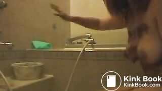 Filthy asian cutie shits and has messy fun