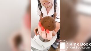 Eating shit from toilet