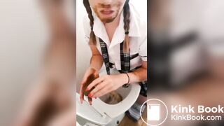 Eating shit from toilet