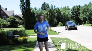 Sexy girl out jogging has an explosive case of diarrhea