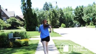 Sexy girl out jogging has an explosive case of diarrhea