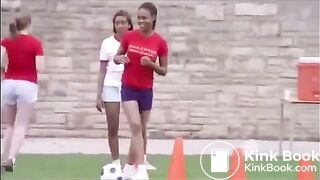 Chick poops her shorts playing soccer