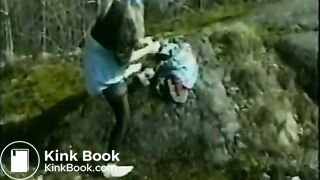 MILF blonde shitting outdoors