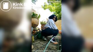 Ebony booty pushing it out outside