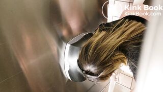 Latina With Nice Feet Filmed Shitting in Public Toilet