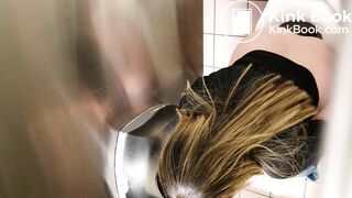 Latina With Nice Feet Filmed Shitting in Public Toilet