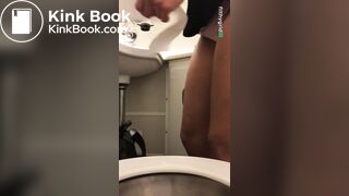 Sexy ebony poop on toilet