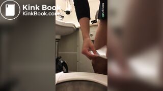 Sexy ebony poop on toilet