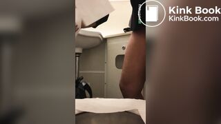 Sexy ebony poop on toilet