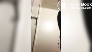 Sexy ebony poop on toilet