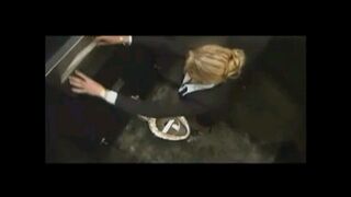 Office Woman pooping in dirty toilet