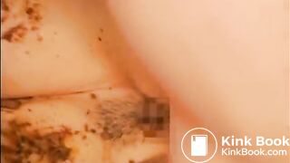 Jap slut in a shit threesome