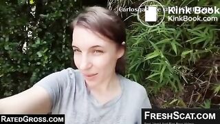 woman shitting on the grass