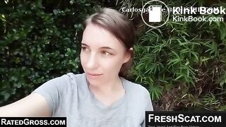 woman shitting on the grass