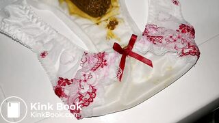 A LOVELY JAPAN WHITE FLOWER EMBROIDERY PANTY AFTER PLAYING