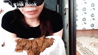beautiful and sexy girl with a mask shitting