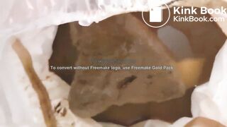 beautiful sexy blonde with mask shitting and pissing